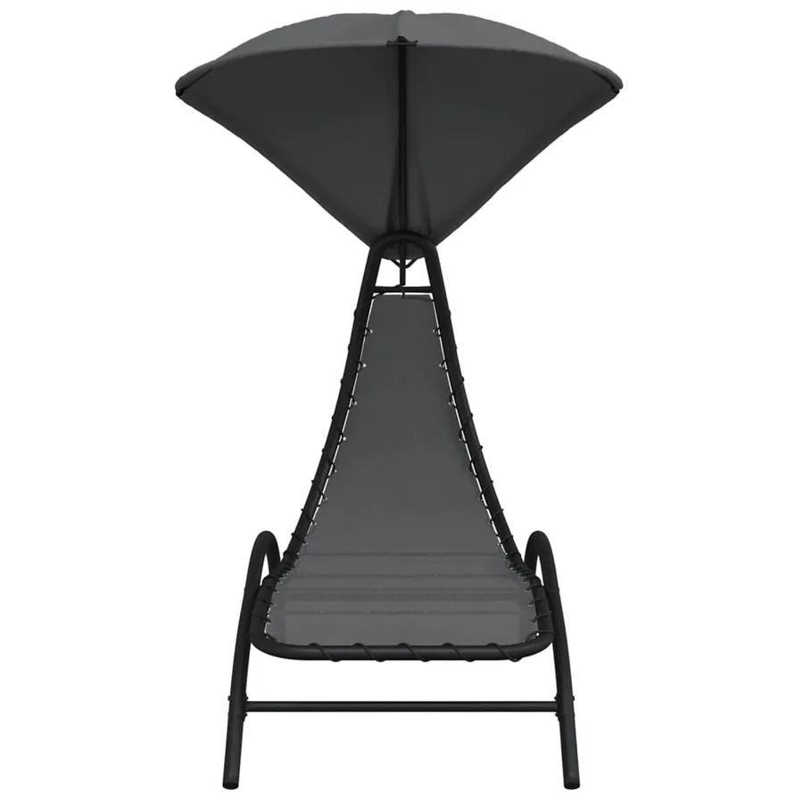 Chaise longue avec auvent crème 167x80x195 cm tissu et acier - 9