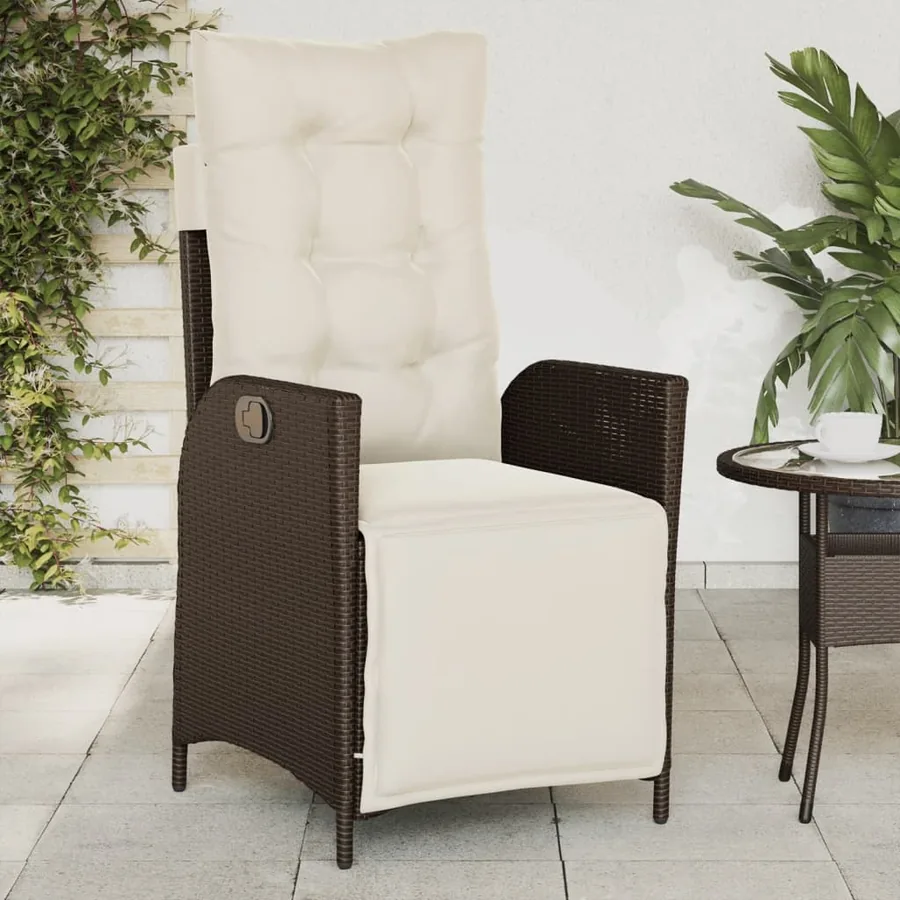 Chaise inclinable de jardin repose-pied marron résine tressée