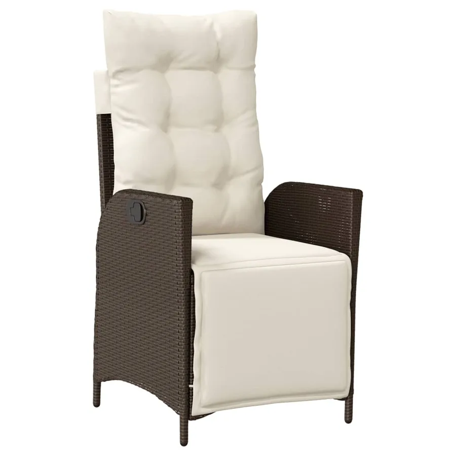 Chaise inclinable de jardin repose-pied marron résine tressée - 2