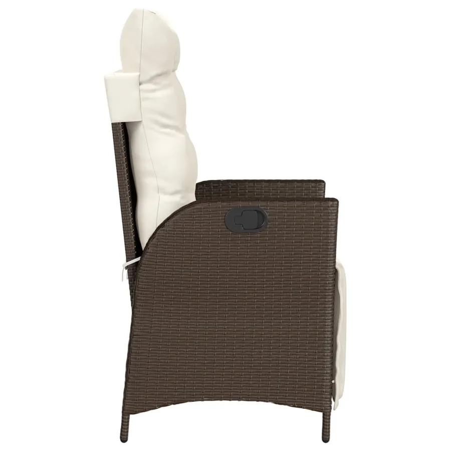 Chaise inclinable de jardin repose-pied marron résine tressée - 5