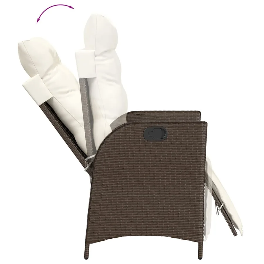 Chaise inclinable de jardin repose-pied marron résine tressée - 7