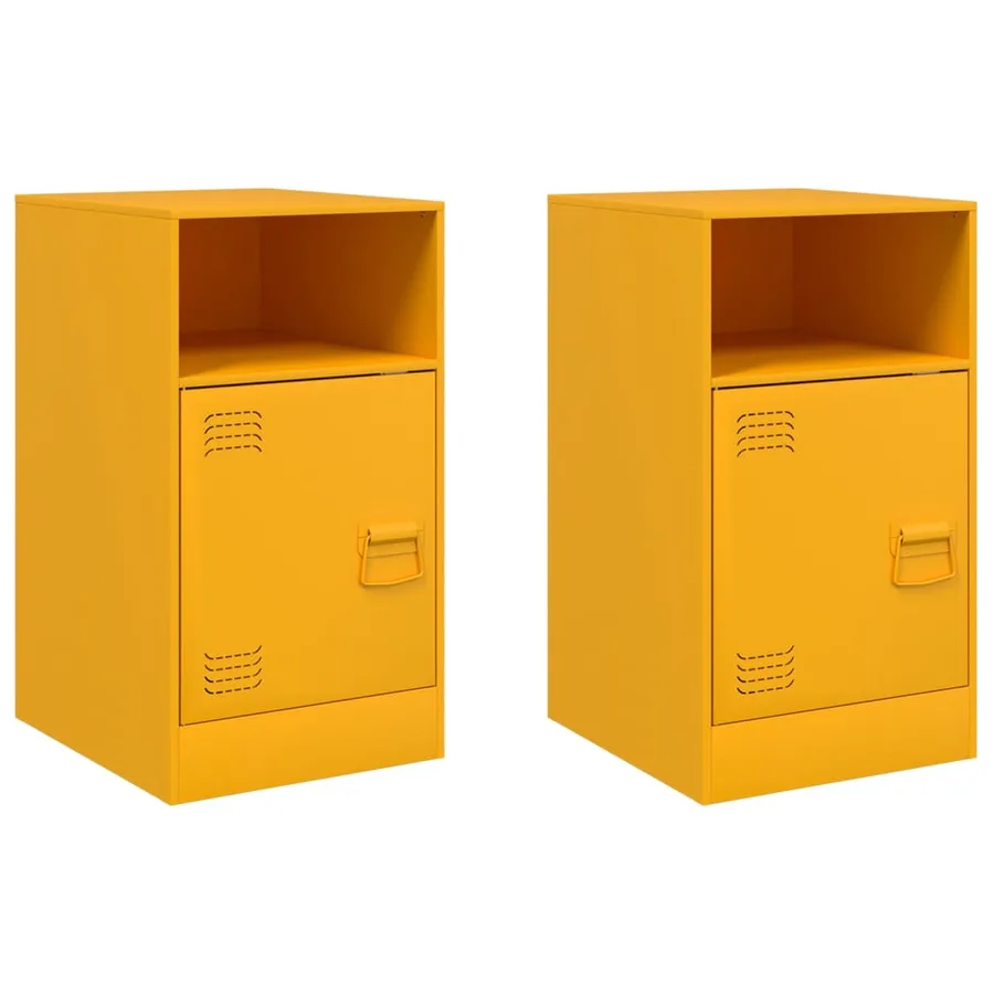 Tables de chevet 2 pcs jaune moutarde 34,5x39x62 cm acier - 2