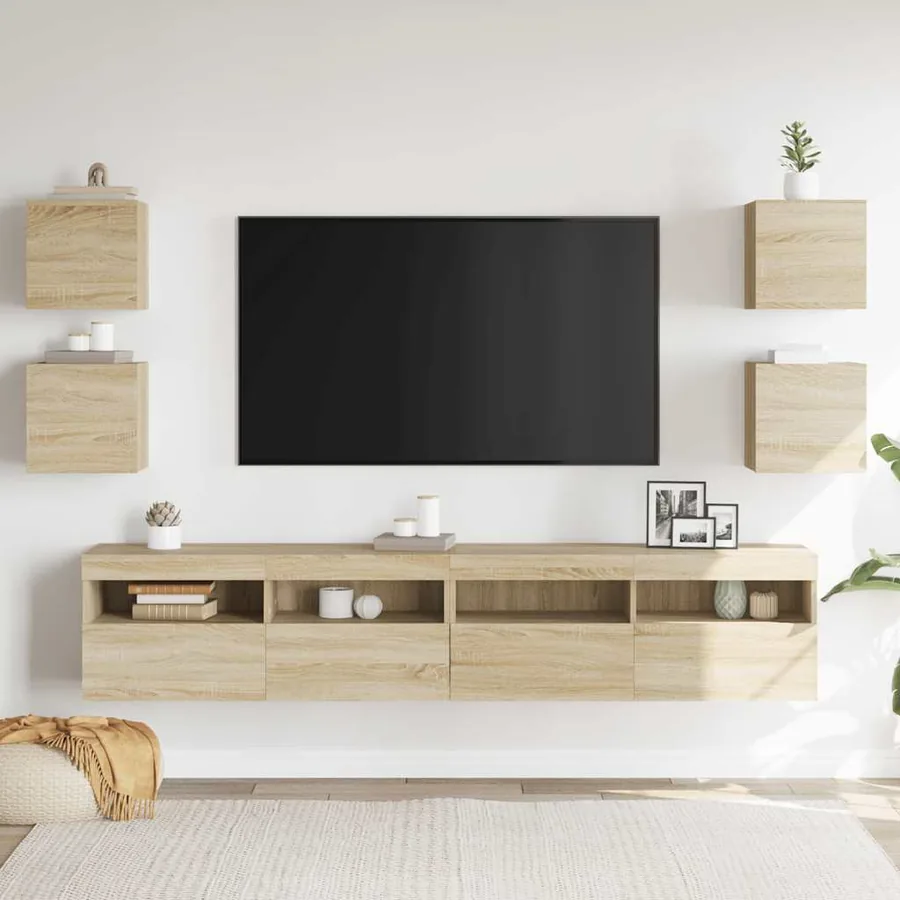 Meubles TV muraux 4 pcs Chêne sonoma 30,5x30x30 cm - 3
