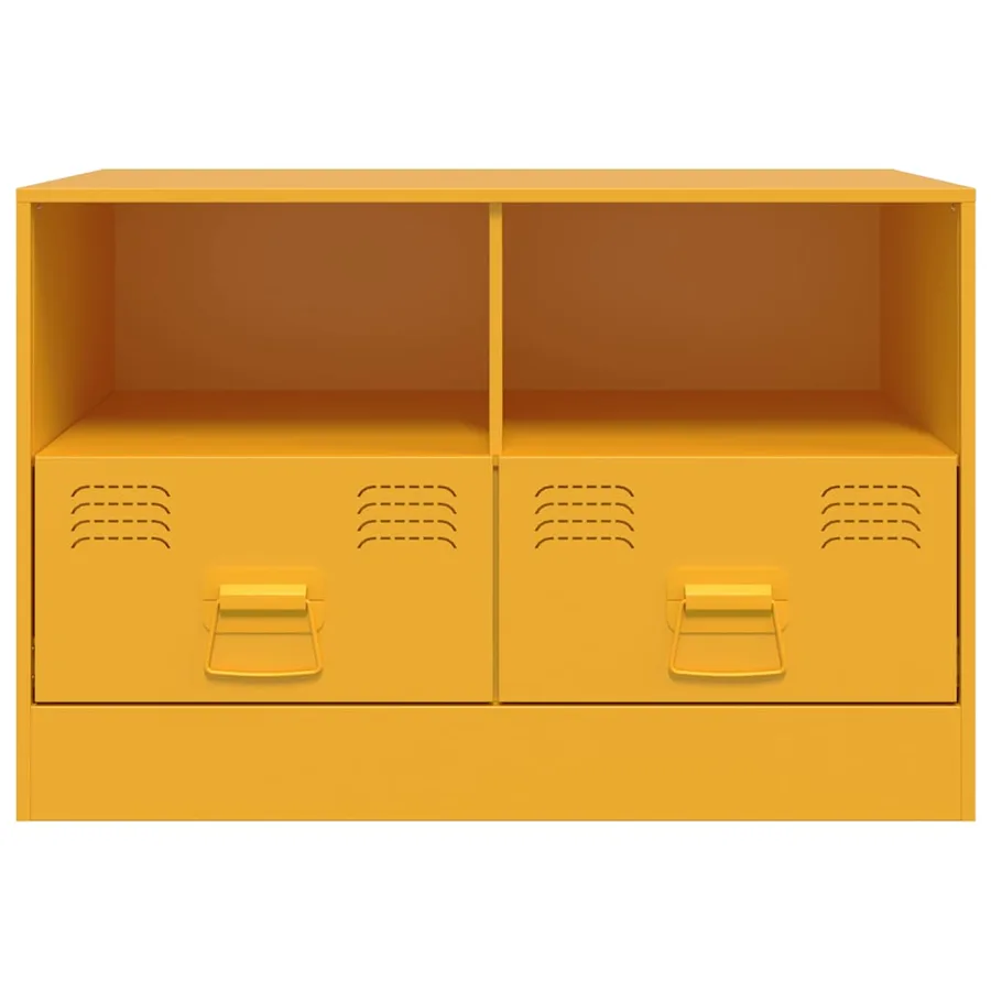Meuble TV jaune moutarde 67x39x44 cm acier - 6