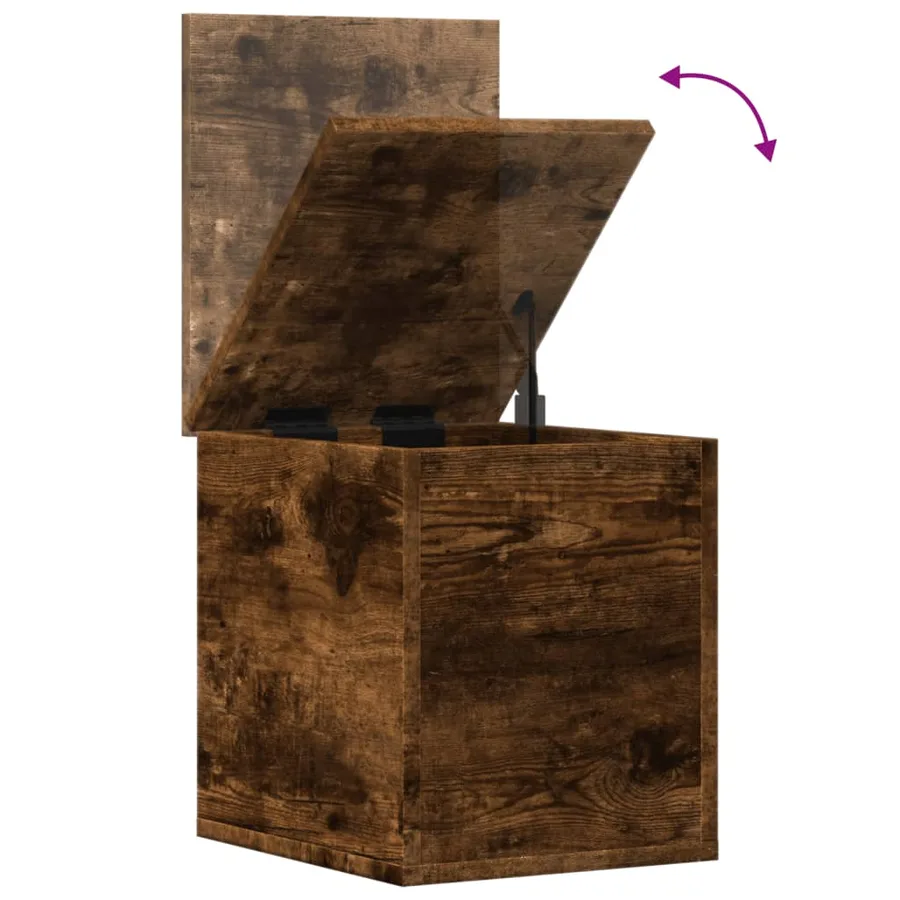 Boîte de rangement chêne fumé 30x35x35 cm bois d'ingénierie - 8