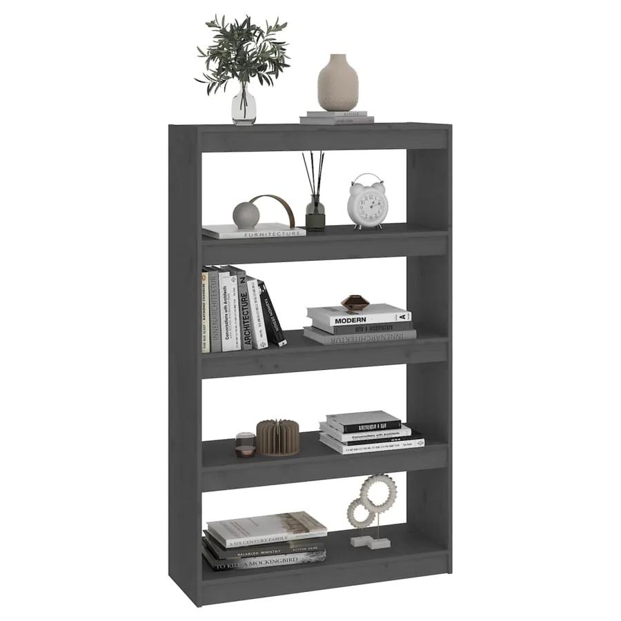 Bibliothèque/Séparateur de pièce Gris 80x30x135,5 cm Pin massif - 4