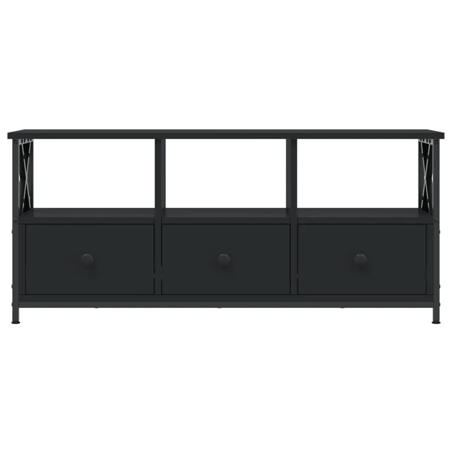 Meuble TV noir 102x33x45 cm bois d'ingénierie et fer - 3