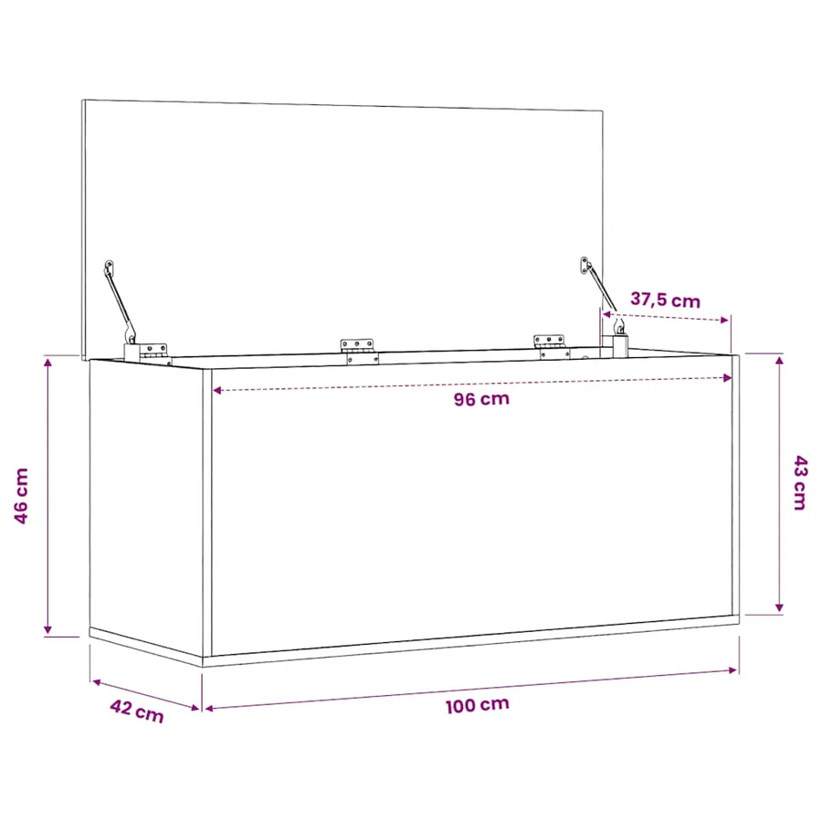 Boîte de rangement sonoma gris 100x42x46 cm bois d'ingénierie - 11
