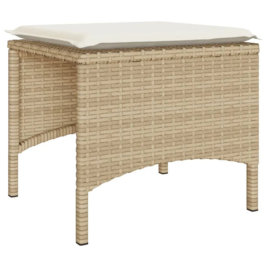 Canapé de jardin 2 places avec table et tabourets beige rotin - 8