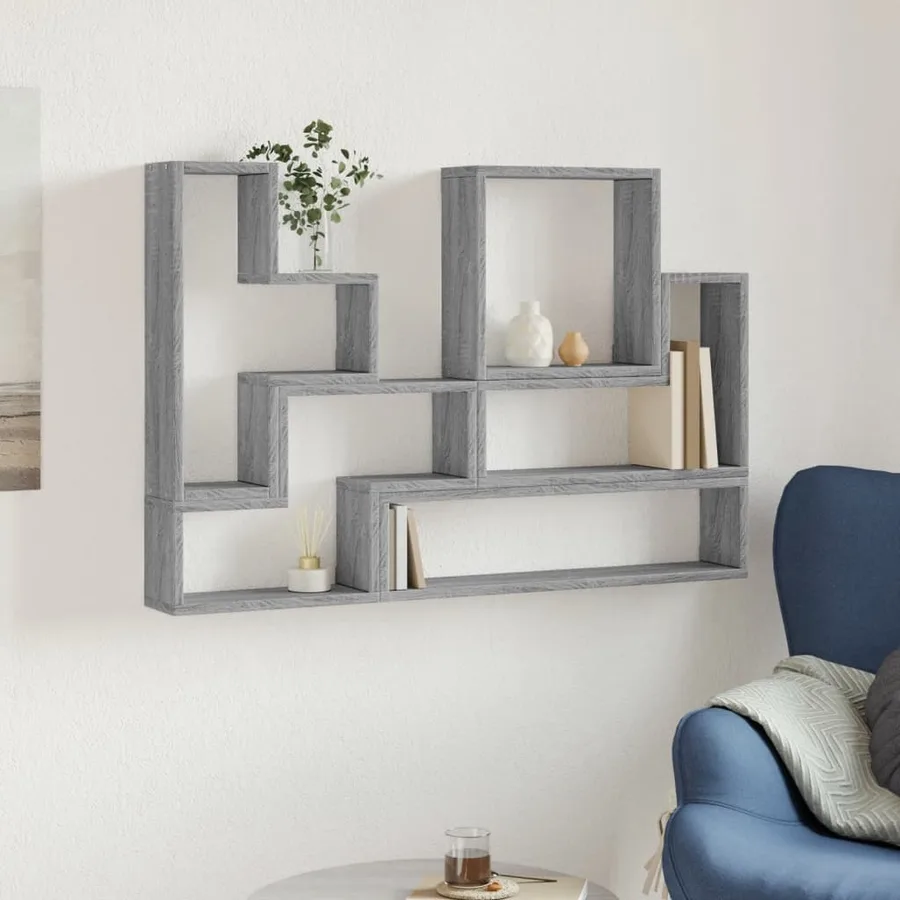 Étagère murale sonoma gris 96x12x64 cm bois d'ingénierie - 3