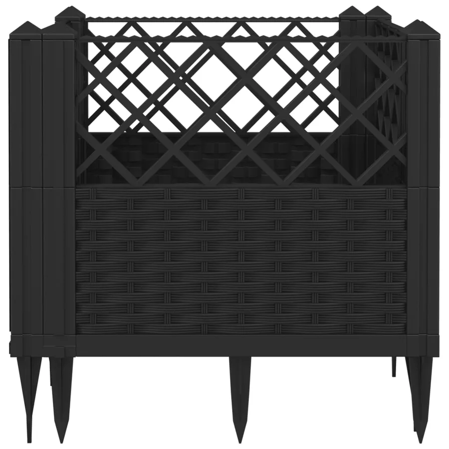 Jardinière avec piquets noir 43,5x43,5x43,5 cm PP - 5