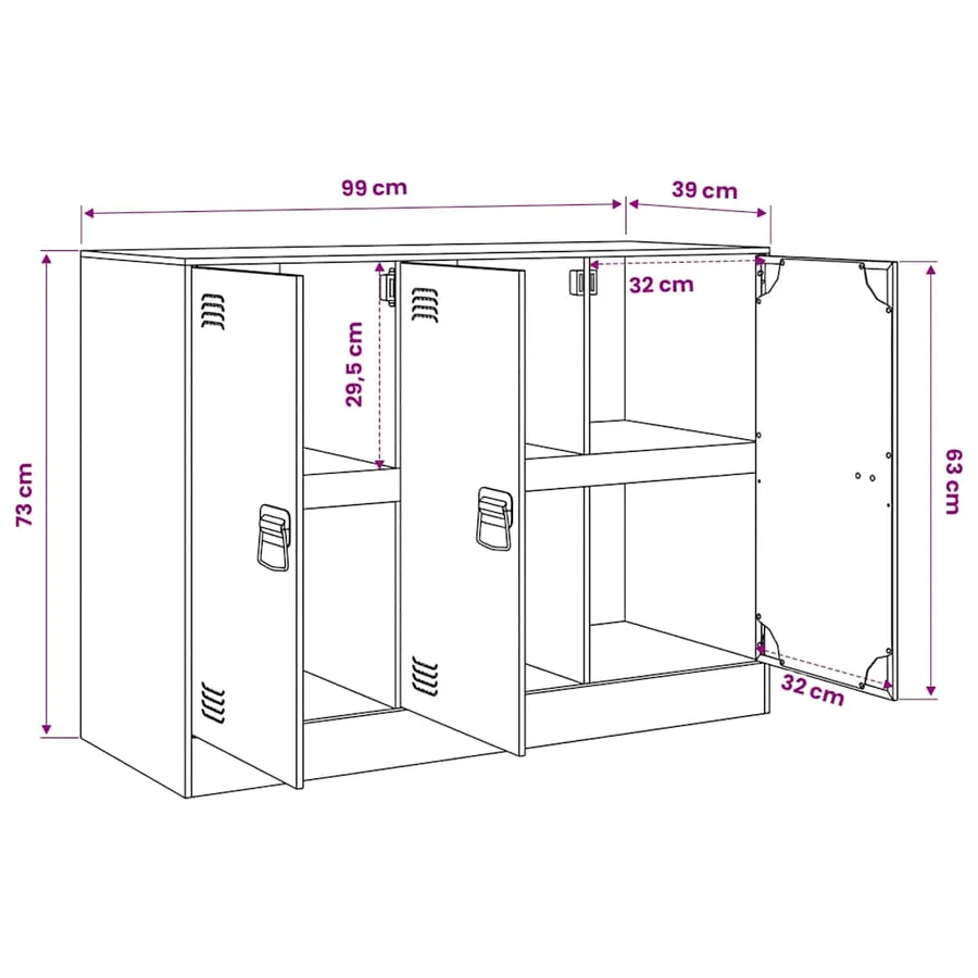 Buffet jaune moutarde 99x39x73 cm acier - 13