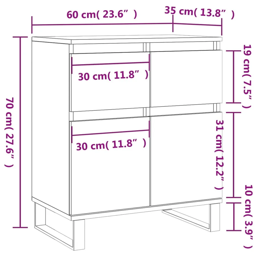 Buffet Gris béton 60x35x70 cm Bois d'ingénierie - 11