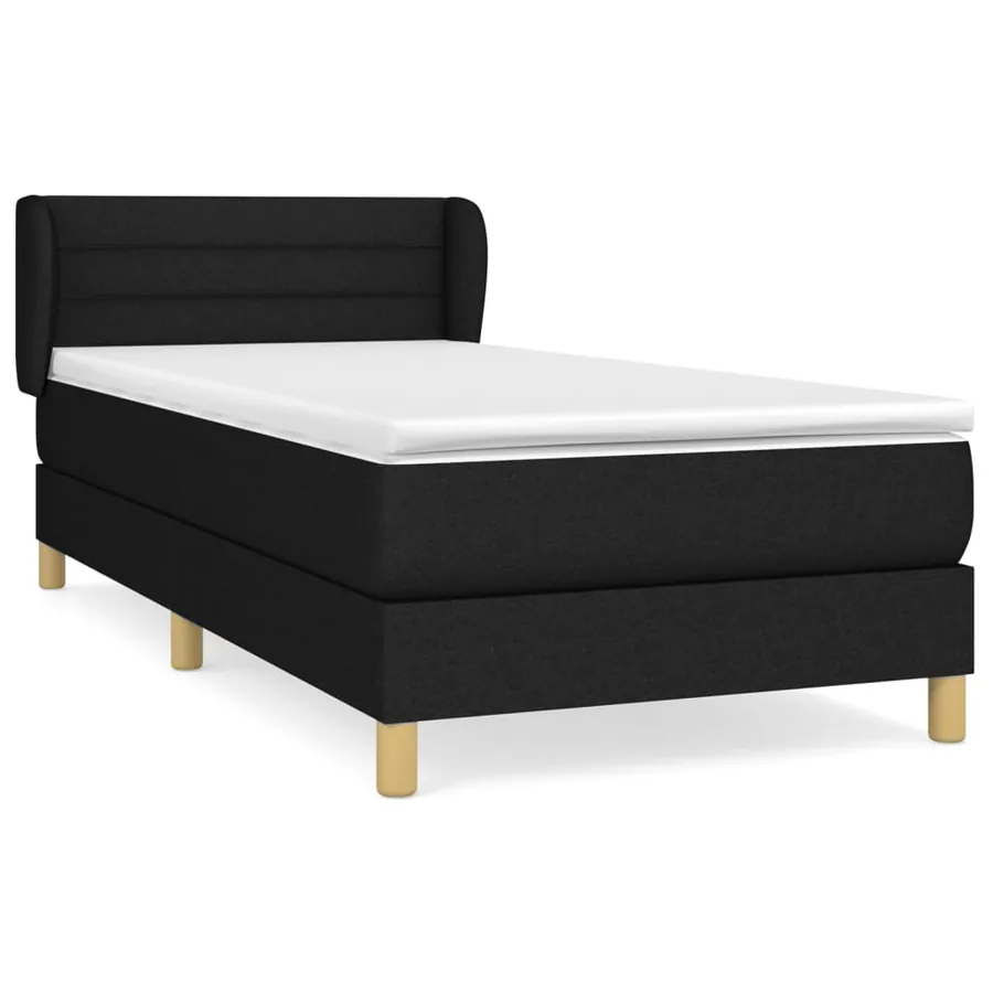 Sommier à lattes de lit avec matelas Noir 100x200 cm Tissu - 2