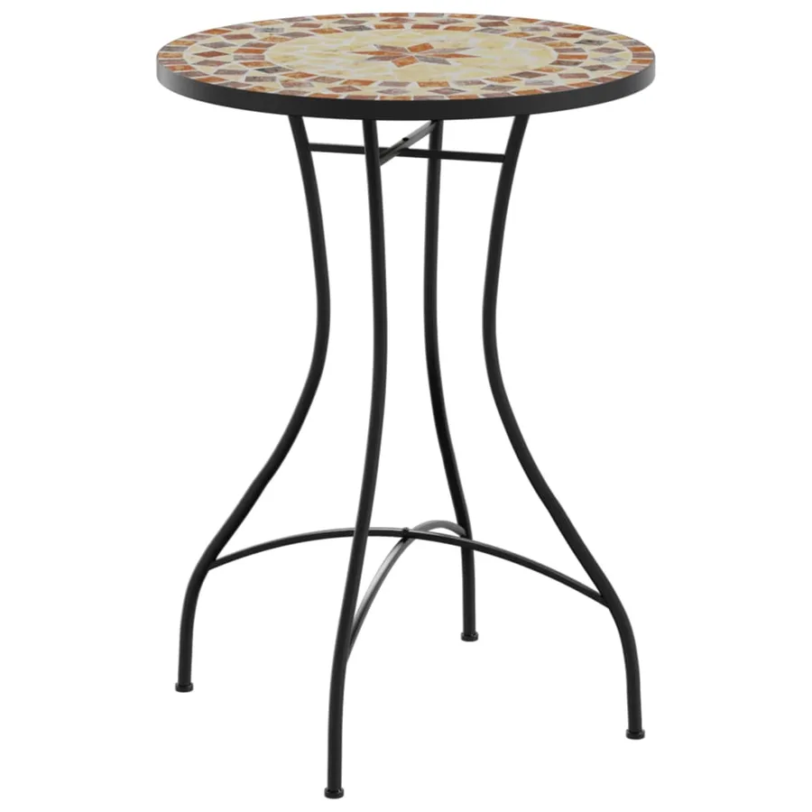Table de bistro mosaïque terre cuite blanc Ø50x70 cm céramique - 2