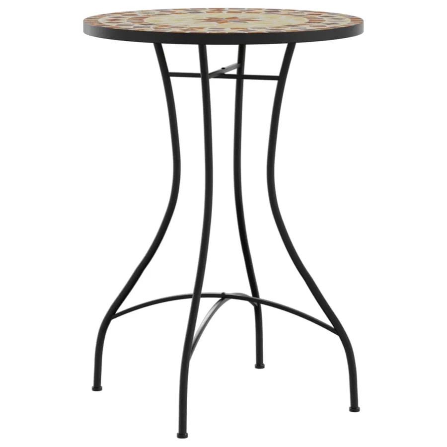 Table de bistro mosaïque terre cuite blanc Ø50x70 cm céramique - 4