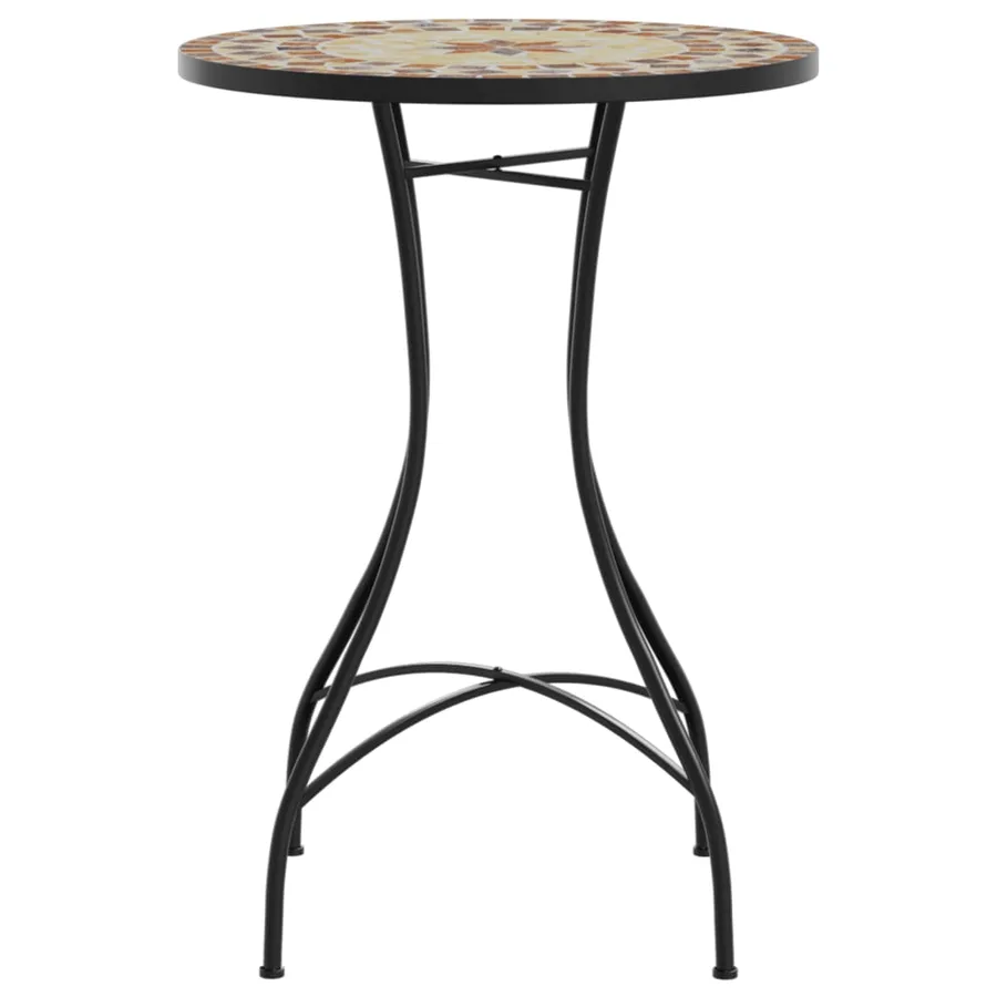Table de bistro mosaïque terre cuite blanc Ø50x70 cm céramique - 5