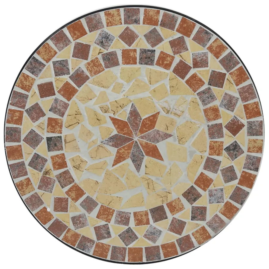 Table de bistro mosaïque terre cuite blanc Ø50x70 cm céramique - 6