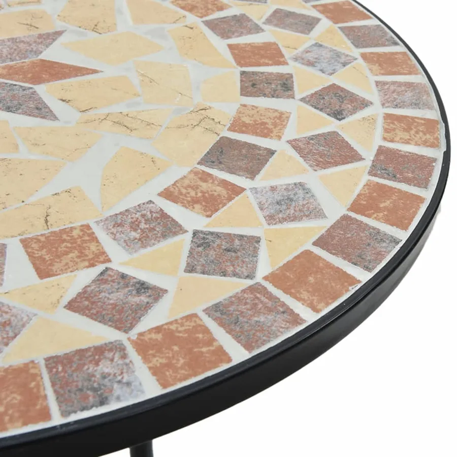 Table de bistro mosaïque terre cuite blanc Ø50x70 cm céramique - 7