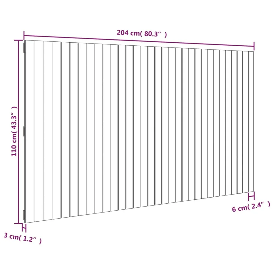 Tête de lit murale Blanc 204x3x110 cm Bois massif de pin - 8