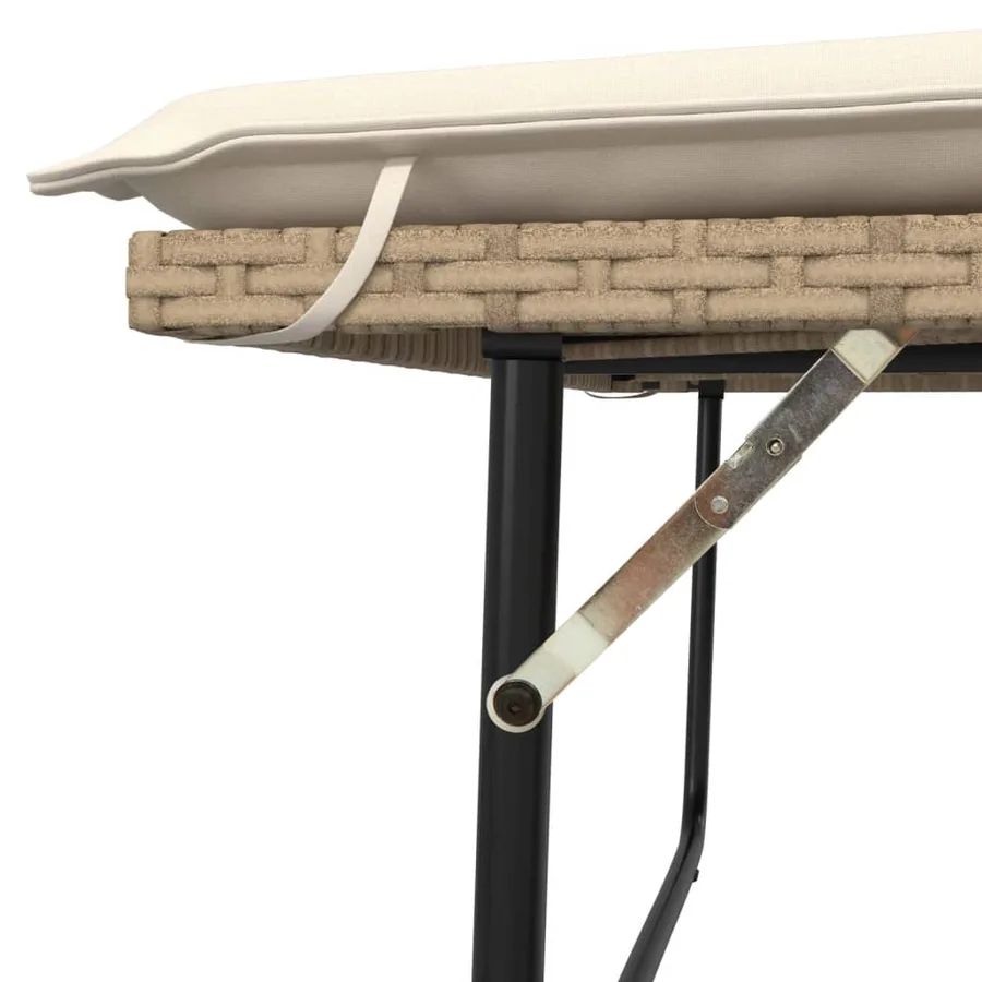 Banc de jardin et coussins et repose-pied beige résine tressée - 9
