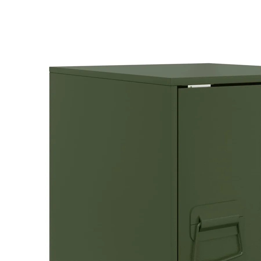 Tables de chevet 2 pcs vert olive 34,5x39x44 cm acier - 11