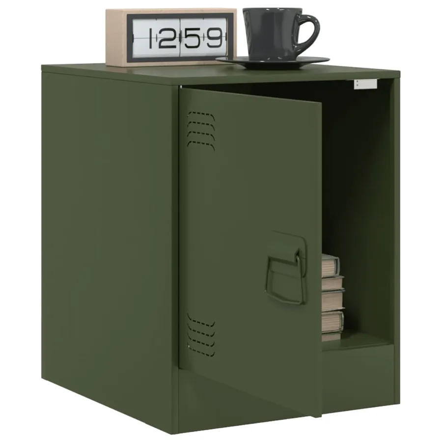 Tables de chevet 2 pcs vert olive 34,5x39x44 cm acier - 4