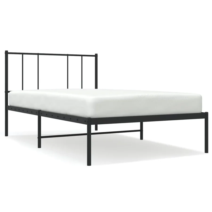 Cadre de lit métal sans matelas avec tête de lit noir 107x203cm - 2
