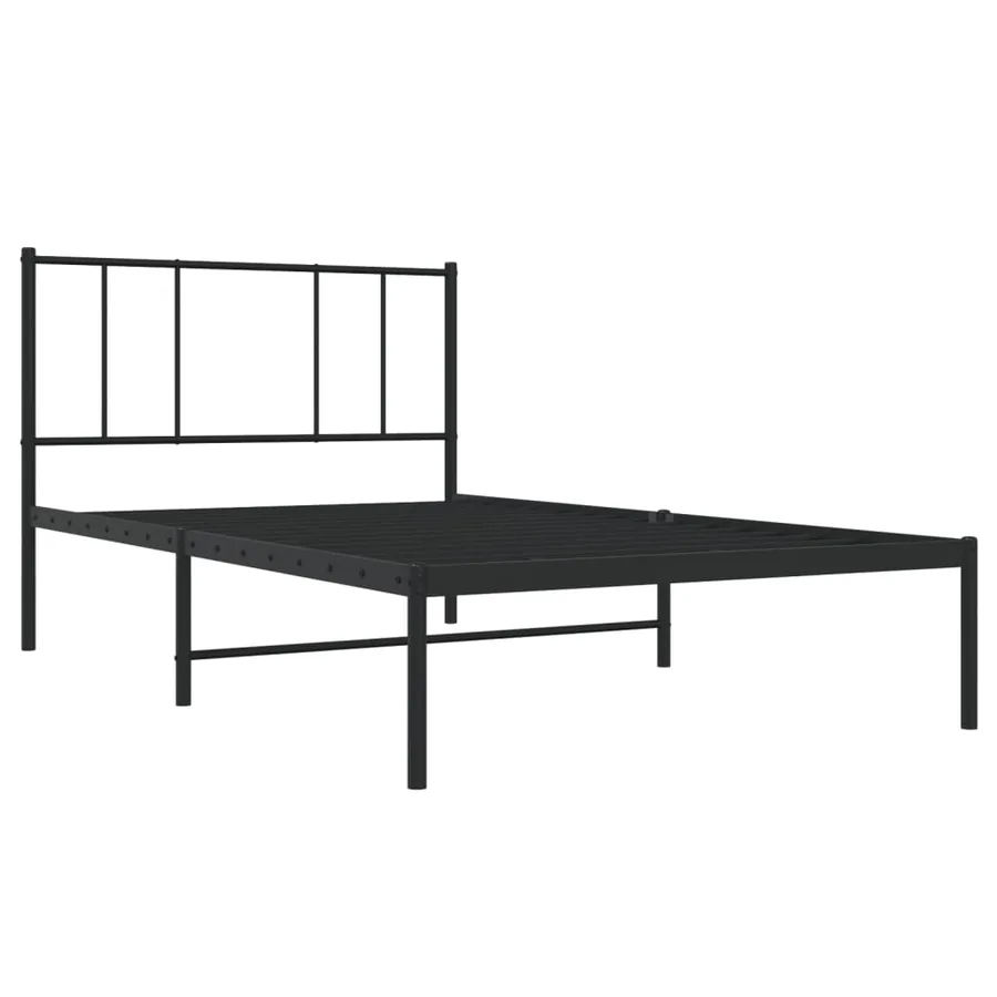 Cadre de lit métal sans matelas avec tête de lit noir 107x203cm - 3