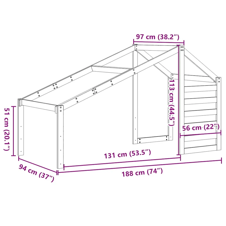 Toit de lit pour enfants 188x97x113 cm bois de pin massif - 9