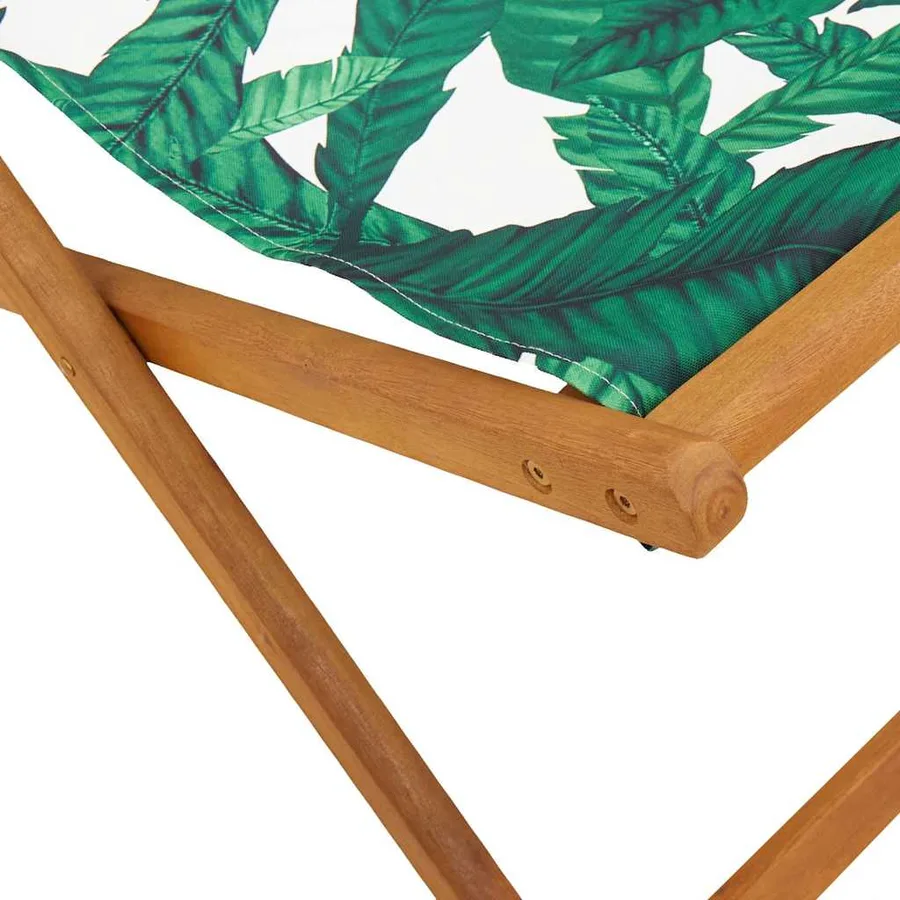 Chaise pliable plage motif de feuilles bois d'eucalyptus/tissu - 10