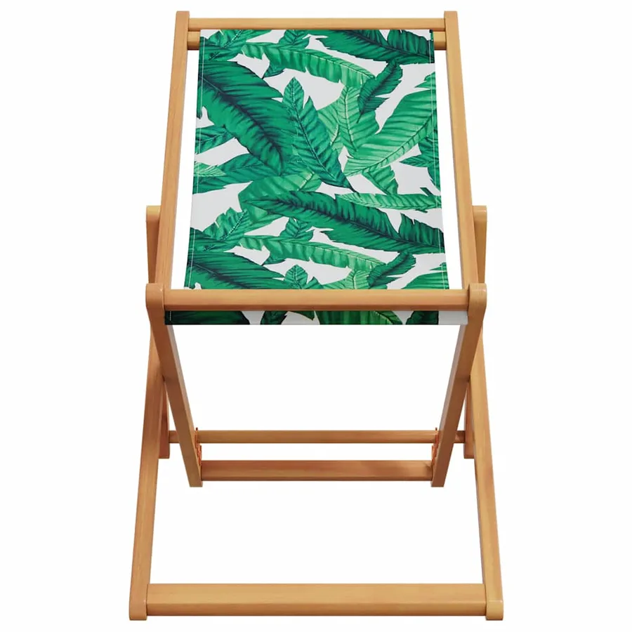 Chaise pliable plage motif de feuilles bois d'eucalyptus/tissu - 4