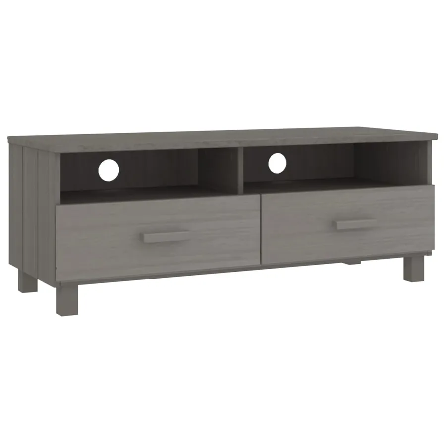 Meuble TV HAMAR Gris clair 106x40x40 cm Bois massif de pin - 2