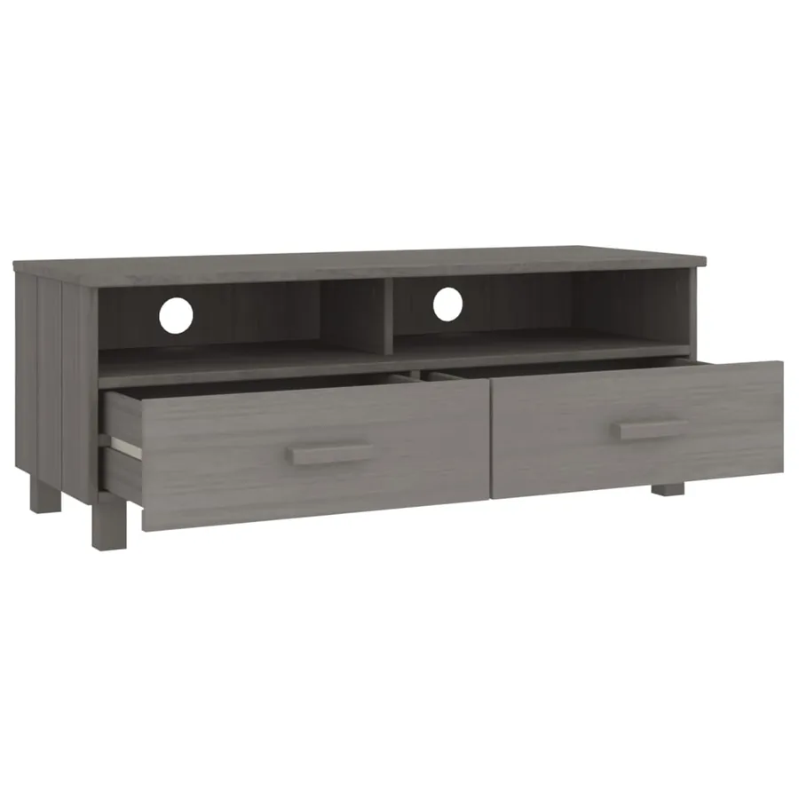 Meuble TV HAMAR Gris clair 106x40x40 cm Bois massif de pin - 5