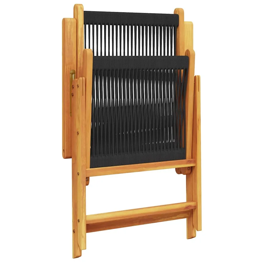 Chaises inclinables de jardin lot de 6 noir bois massif acacia - 7
