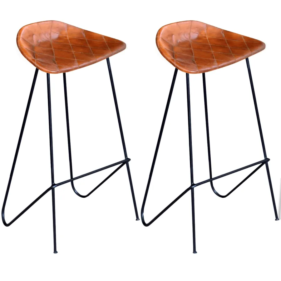 Ensemble de bar 7 pcs Bois de récupération et cuir véritable - 13