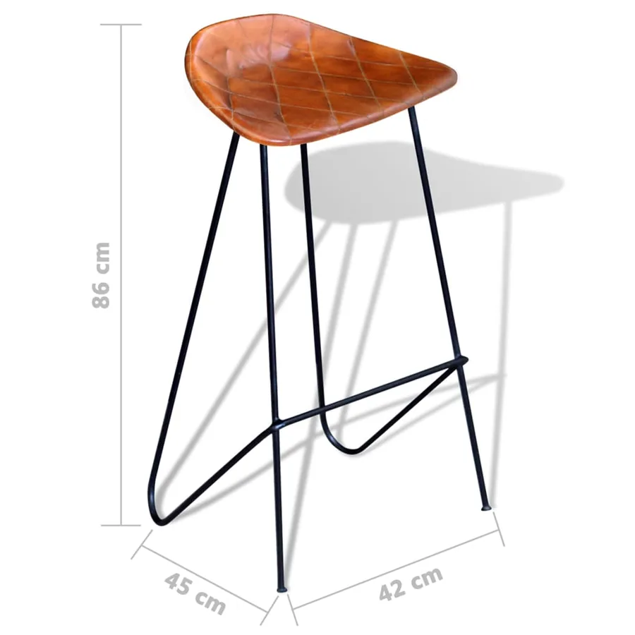 Ensemble de bar 7 pcs Bois de récupération et cuir véritable - 17