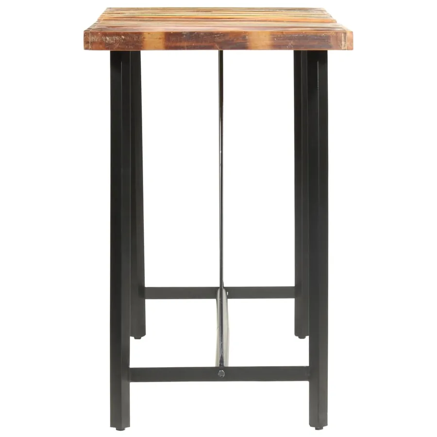 Ensemble de bar 7 pcs Bois de récupération et cuir véritable - 4