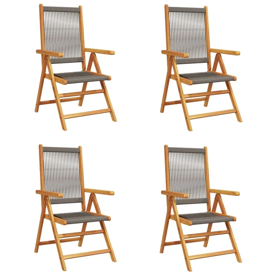 Chaises inclinables de jardin lot de 4 gris bois massif acacia - 2