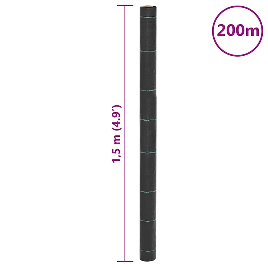 Membrane anti-mauvaises herbes noir 1,5x200 m PP - 8