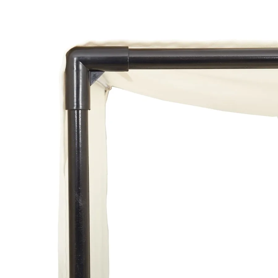 Chaise longue double avec toit et rideaux marron résine tressée - 6