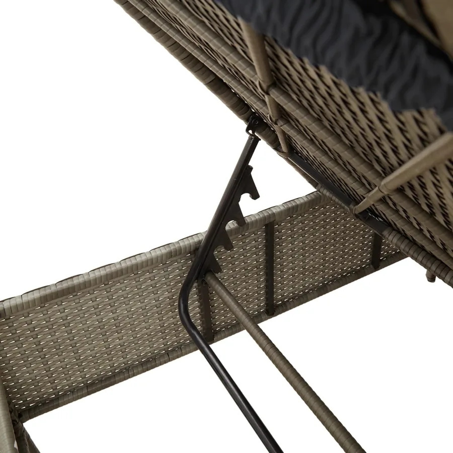 Chaise longue avec coussin gris résine tressée - 8