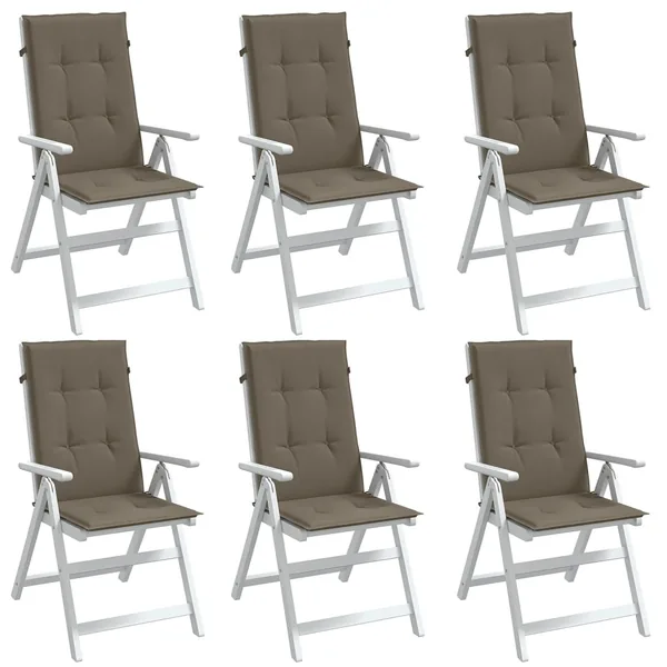 Coussins de chaise à dossier haut lot de 6 taupe mélangé tissu