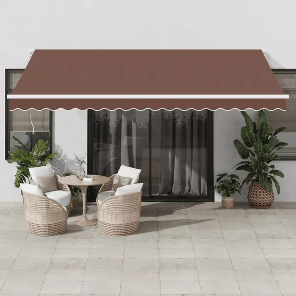 Auvent rétractable automatique avec LED marron 450x350 cm