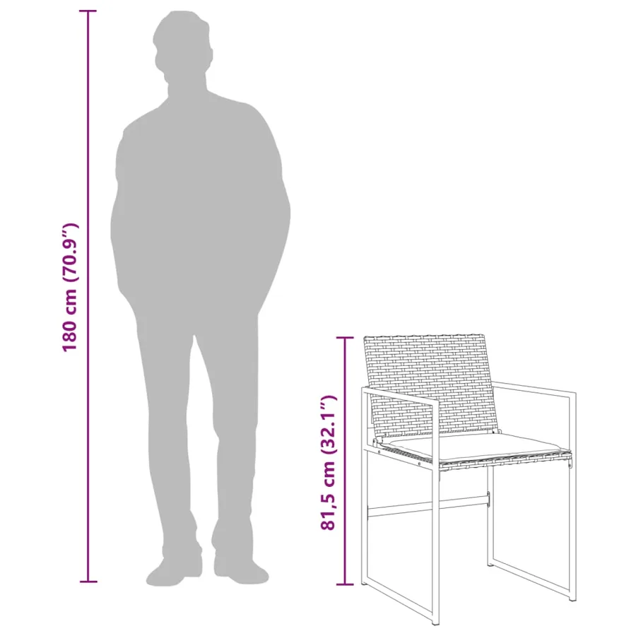 Chaises de jardin lot de 4 avec coussins noir résine tressée - 12