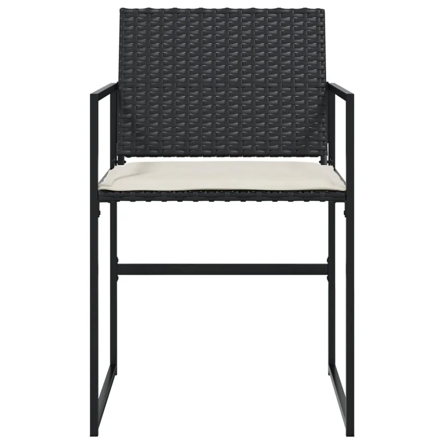 Chaises de jardin lot de 4 avec coussins noir résine tressée - 4