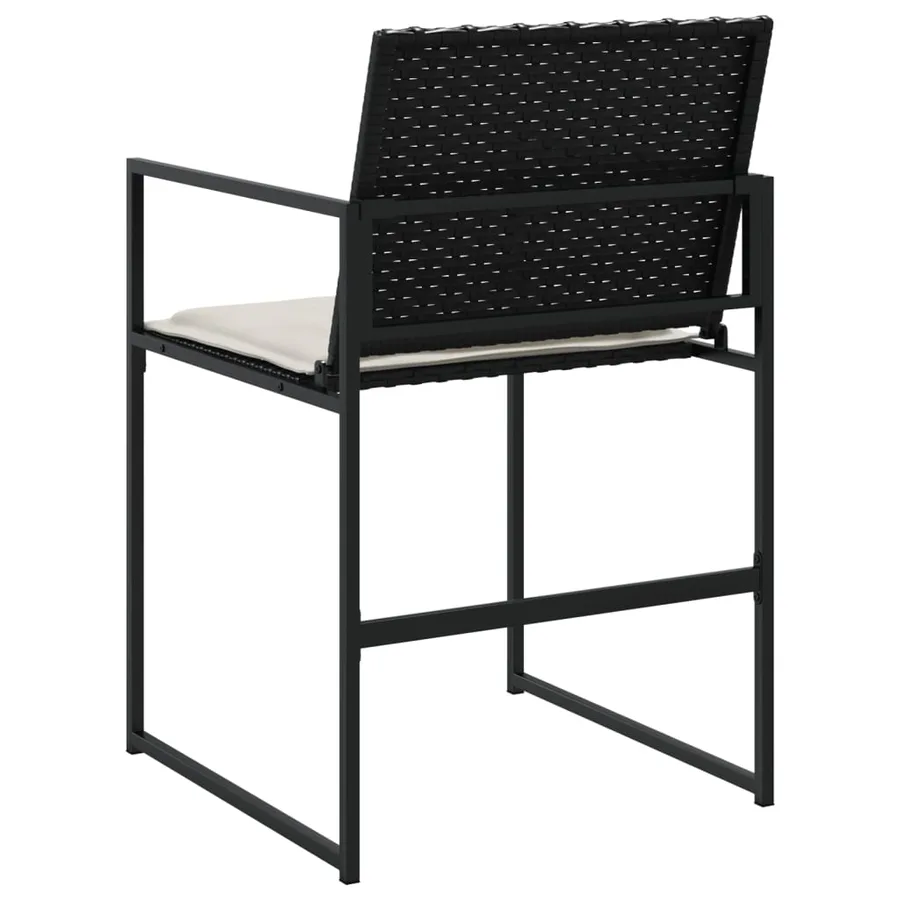 Chaises de jardin lot de 4 avec coussins noir résine tressée - 7
