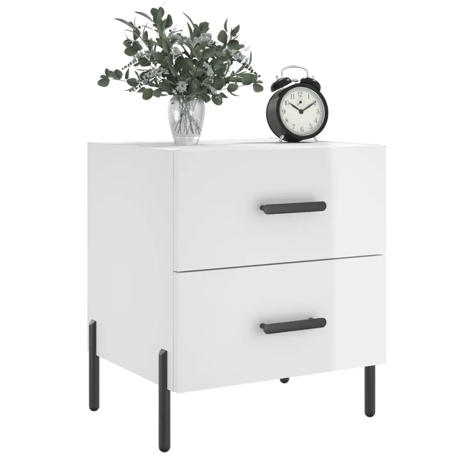Tables de chevet 2 pcs blanc brillant 40x35x47,5 cm - 3
