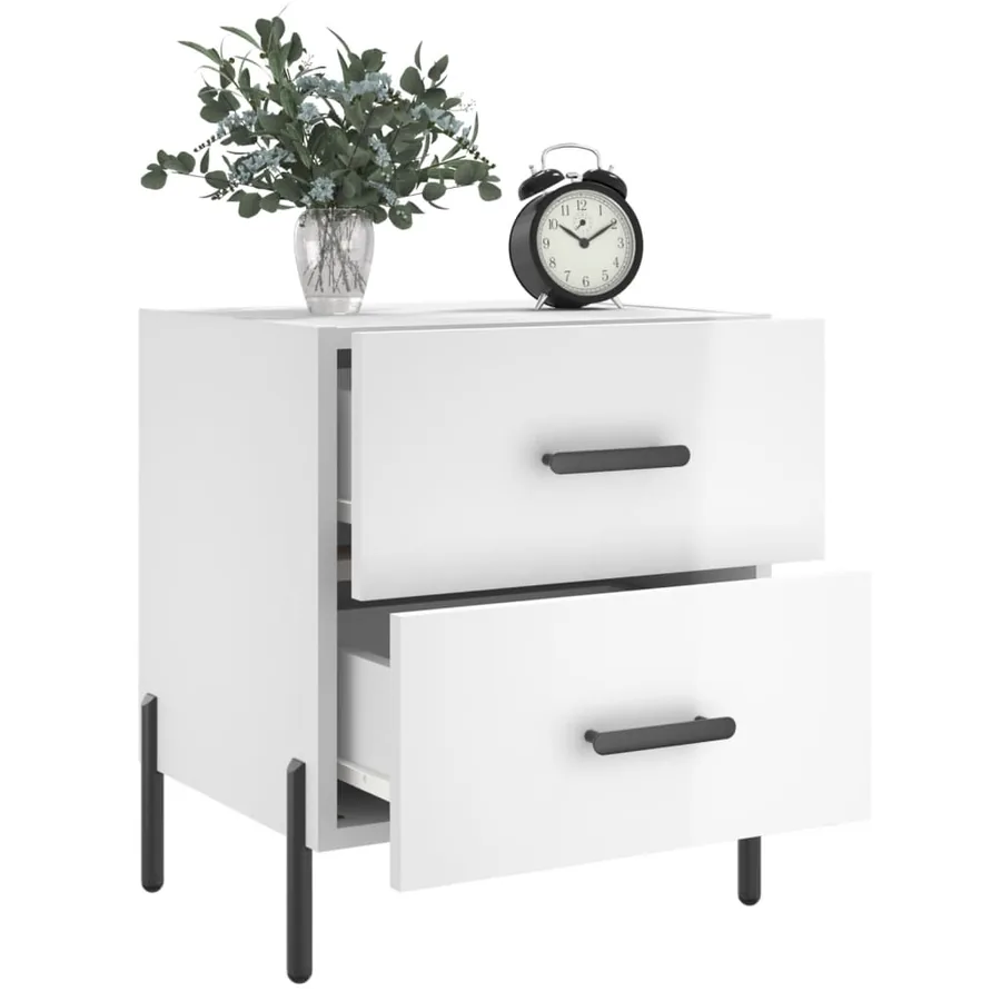 Tables de chevet 2 pcs blanc brillant 40x35x47,5 cm - 4