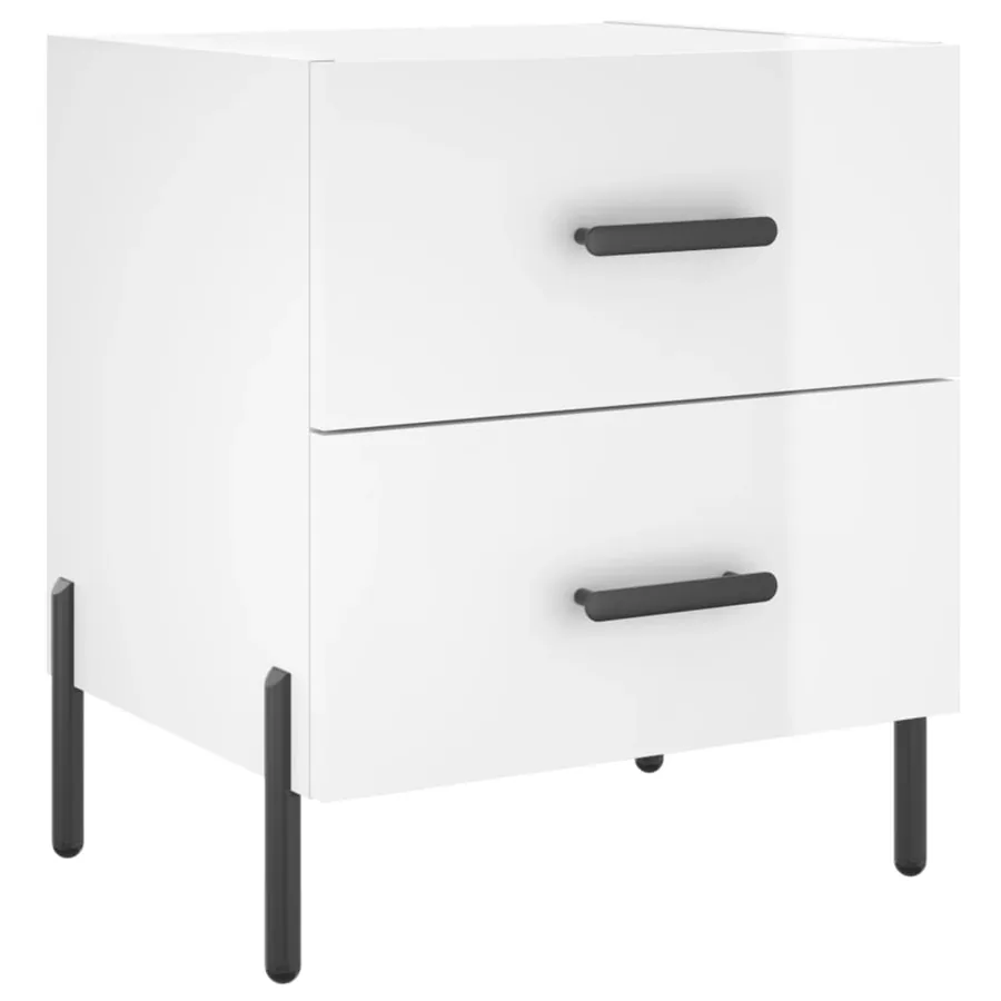 Tables de chevet 2 pcs blanc brillant 40x35x47,5 cm - 5